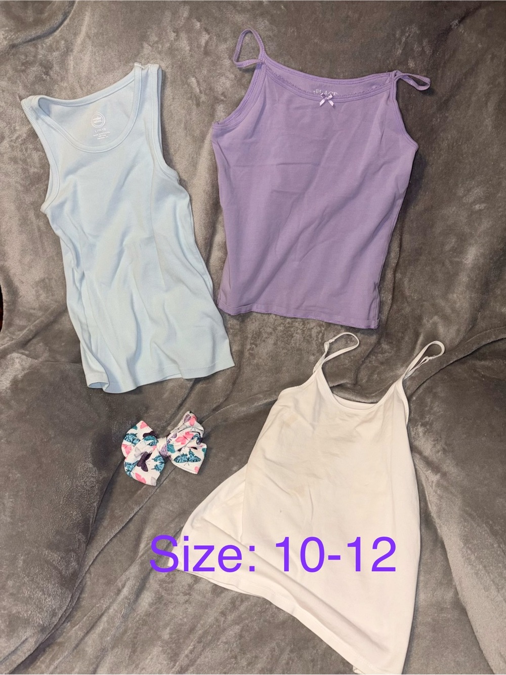 Girls 3-Pack Tank & Cami Tops - Lavender, Light Blue, White